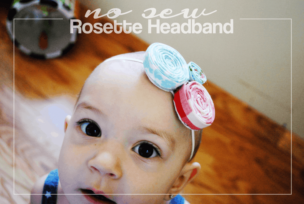 No Sew Rosette Headband in Red, White, and Blue #Olympics #DIY #nosew #easy #baby #USA